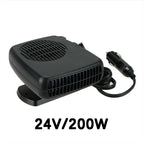 12/24V 200W Portable Auto Car Heater Defroster Demister Electric Heater Windshield 360 Degree Rotation ABS Heating Cooling Fan
