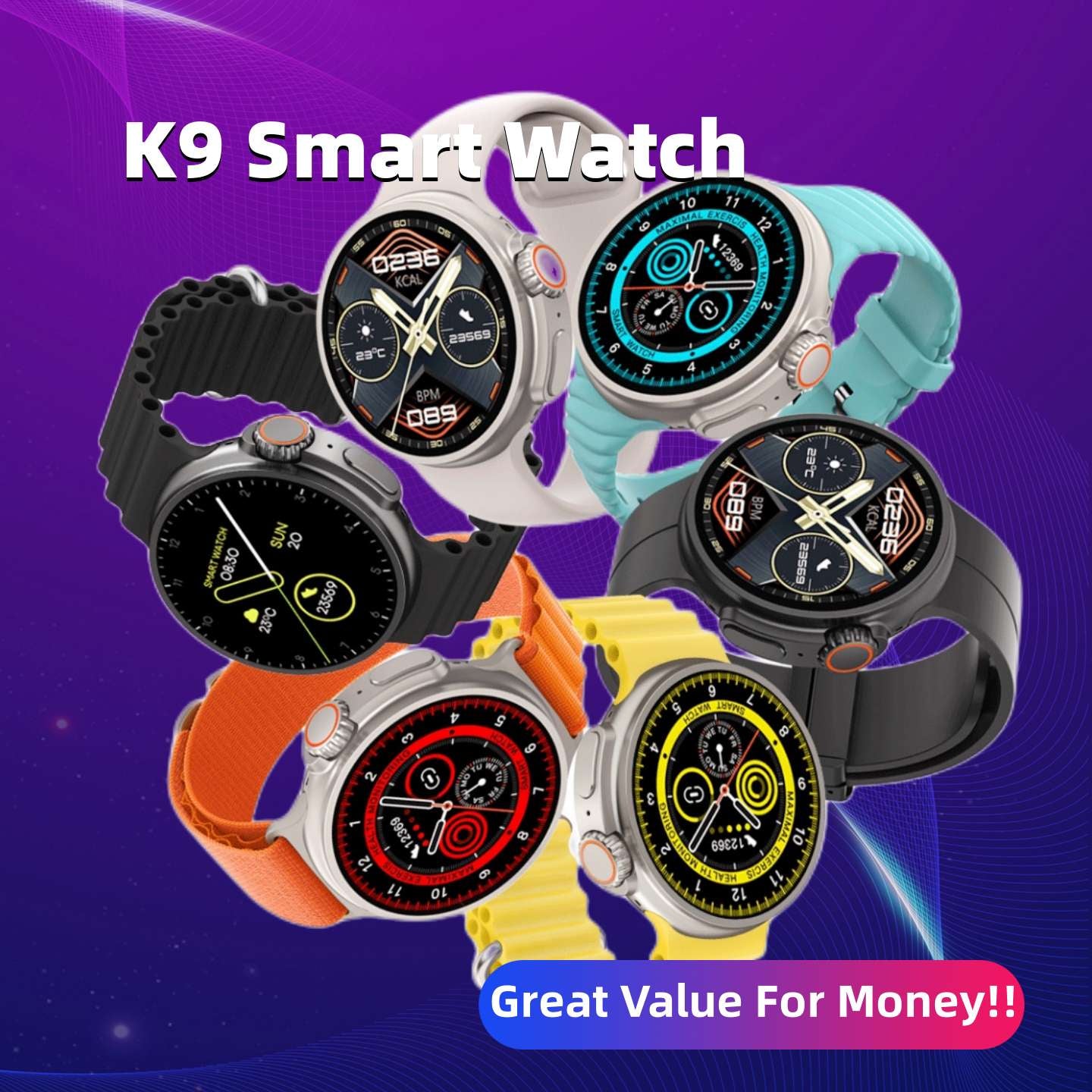 New K9 Smart Watch 1.39 round Screen Encoder True Screw Clip Wireless Charging NFC Offline and Payment Function