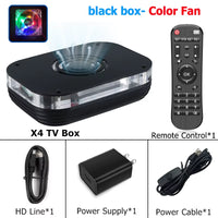 Android 11 Smart TV Box Amlogic S905X4 4K/8K HD Built-In Cooling Fan Media Player Set Top Box 2.4G/5G Wifi BT4.0 4G RAM 32G ROM