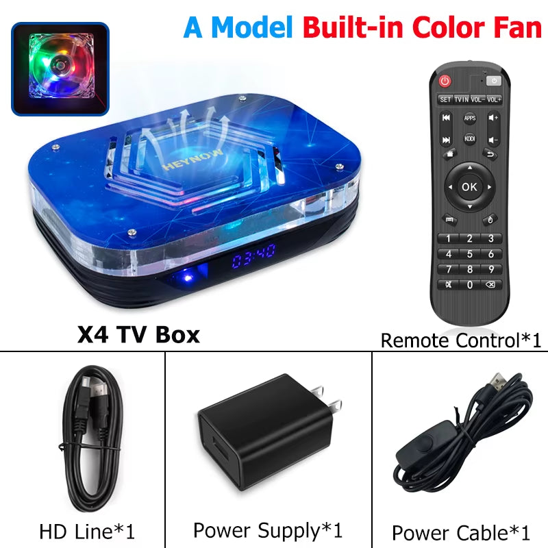 Android 11 Smart TV Box Amlogic S905X4 4K/8K HD Built-In Cooling Fan Media Player Set Top Box 2.4G/5G Wifi BT4.0 4G RAM 32G ROM