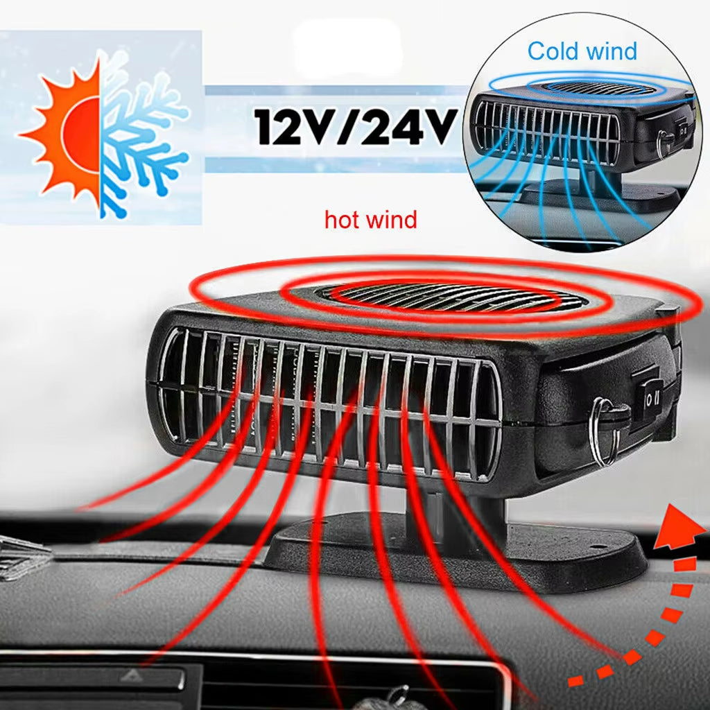 12/24V 200W Portable Auto Car Heater Defroster Demister Electric Heater Windshield 360 Degree Rotation ABS Heating Cooling Fan