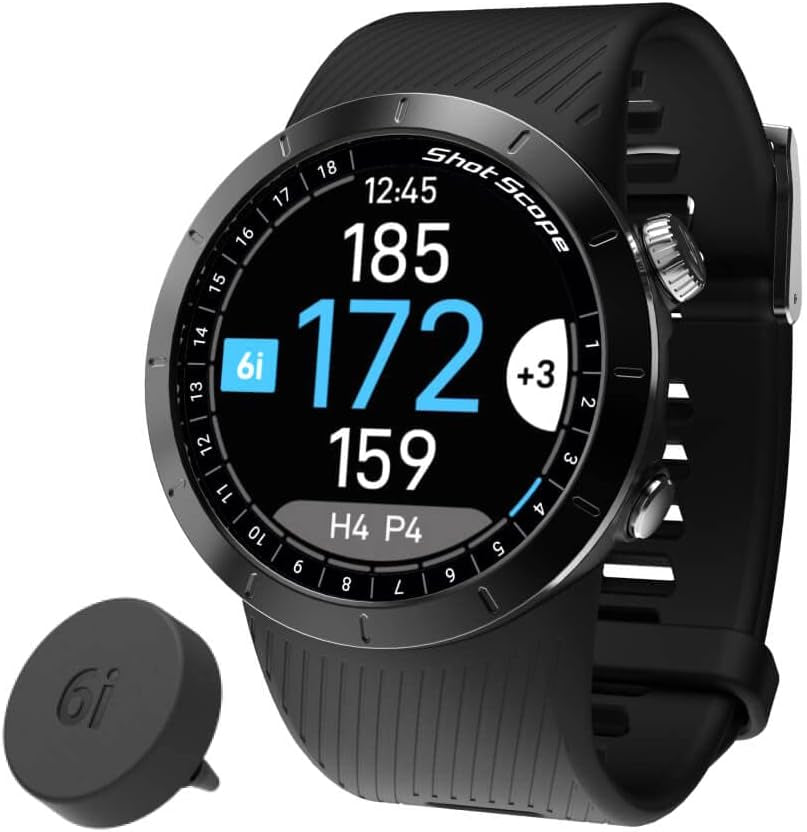 Shot Scope X5 Golf GPS Watch - Premium GPS Watch with Automatic Performance Tracking | Distances, Hazards, Doglegs & Layups (Presitge Black)
