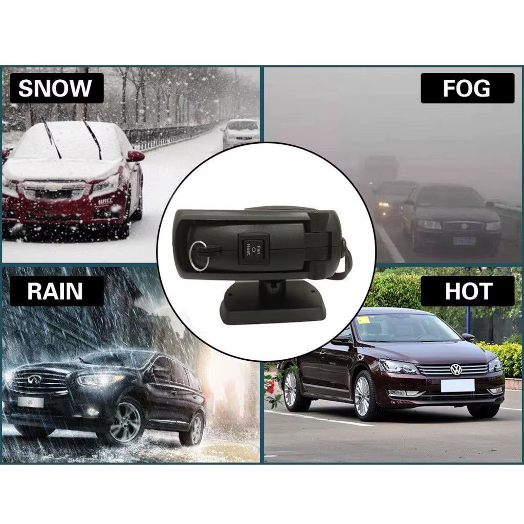 12/24V 200W Portable Auto Car Heater Defroster Demister Electric Heater Windshield 360 Degree Rotation ABS Heating Cooling Fan