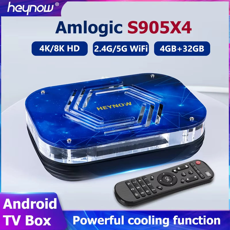 Android 11 Smart TV Box Amlogic S905X4 4K/8K HD Built-In Cooling Fan Media Player Set Top Box 2.4G/5G Wifi BT4.0 4G RAM 32G ROM