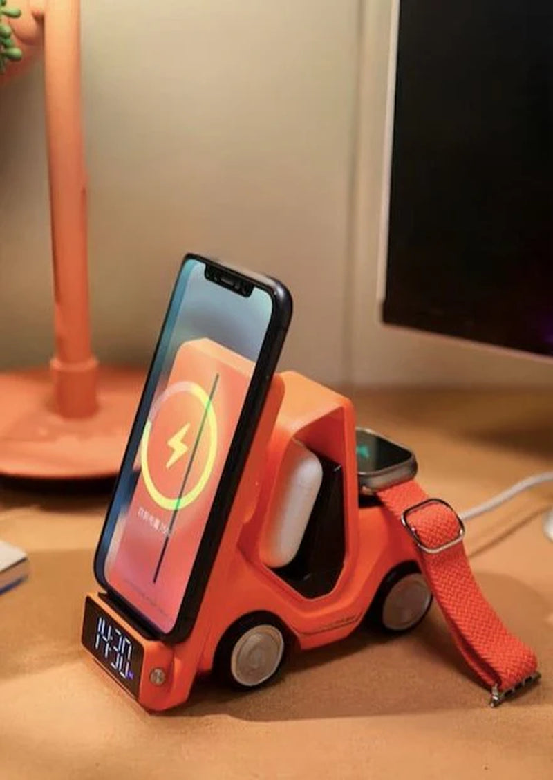 4 in 1 Forklift Fast Wireless Charging Station Dock for Iphone, Airpods & Apple Watch