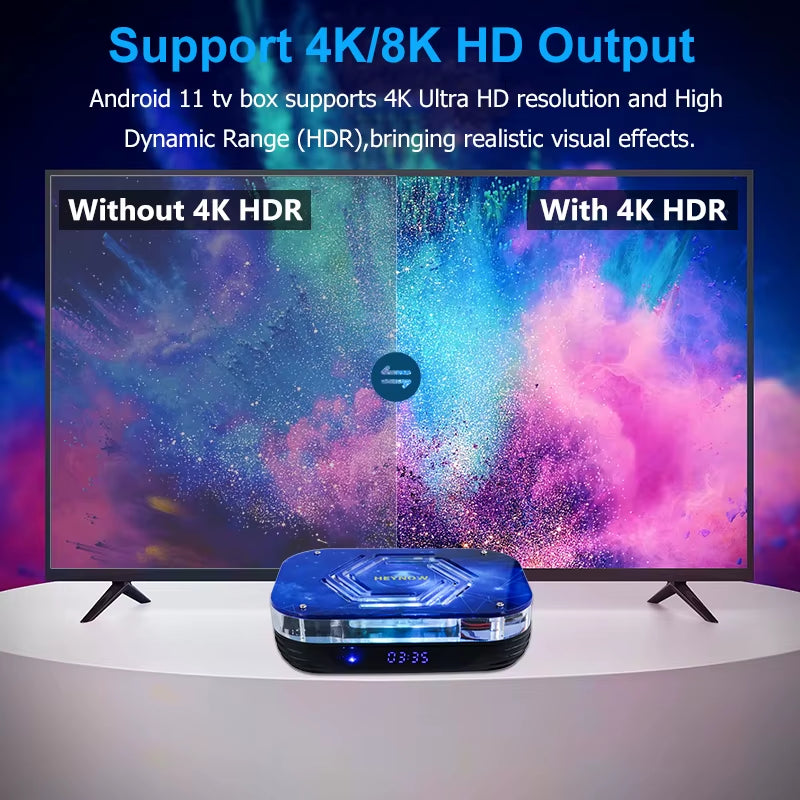 Android 11 Smart TV Box Amlogic S905X4 4K/8K HD Built-In Cooling Fan Media Player Set Top Box 2.4G/5G Wifi BT4.0 4G RAM 32G ROM