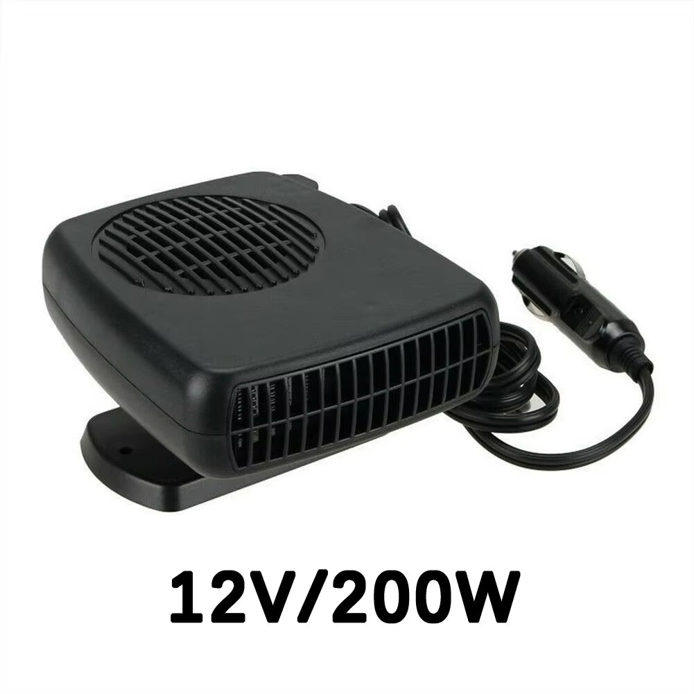 12/24V 200W Portable Auto Car Heater Defroster Demister Electric Heater Windshield 360 Degree Rotation ABS Heating Cooling Fan