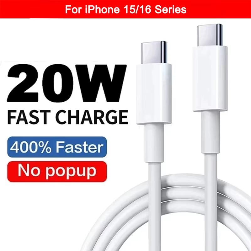 PD 20W Fast Charging USB Cable for Iphone 15 11 12 13 14 16 Pro Max USB C Cable for Iphone 16 15 14 8 plus Charge Line Date Wire