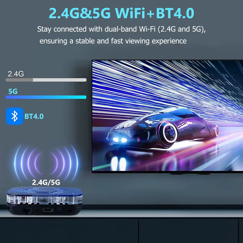 Android 11 Smart TV Box Amlogic S905X4 4K/8K HD Built-In Cooling Fan Media Player Set Top Box 2.4G/5G Wifi BT4.0 4G RAM 32G ROM