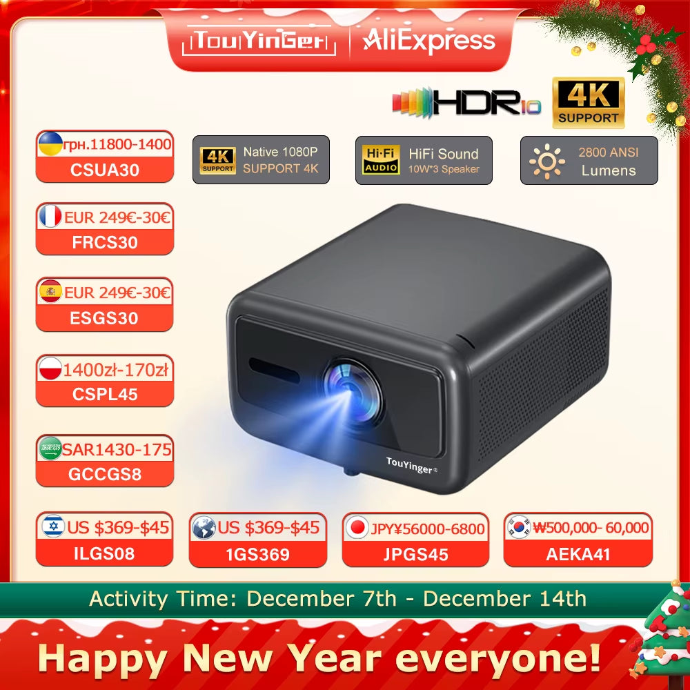 Q12W Pro 2800ANSI Full HD 4K Dual Screen Wifi Bluetooth Smart Home Theater Projector