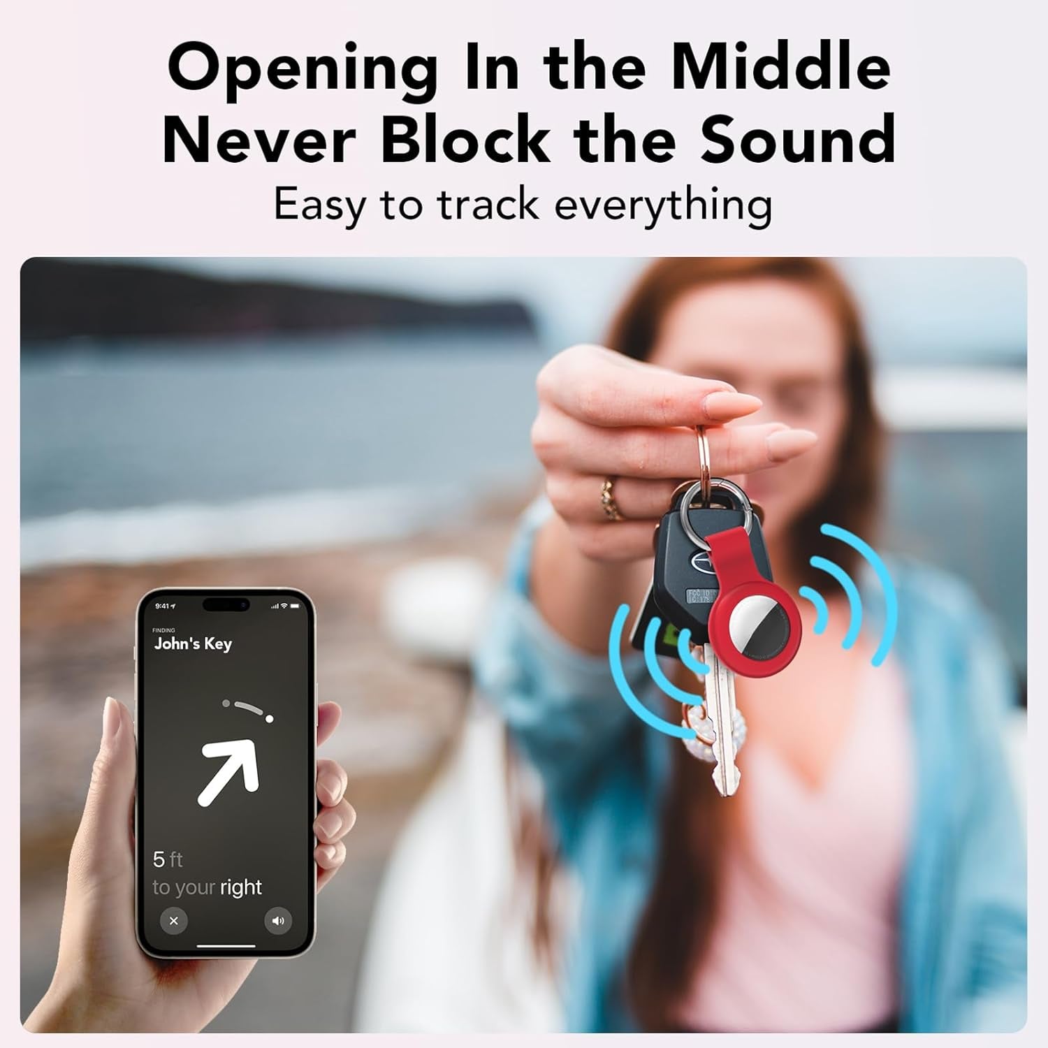 Case Compatible with Airtags Keychain Holder Key Ring Cases Protective Cover Key Chain Loop GPS Tracker Item Tag Finders Accessories Silicone for Luggage Dog Cat Pet Collar 4 Pack