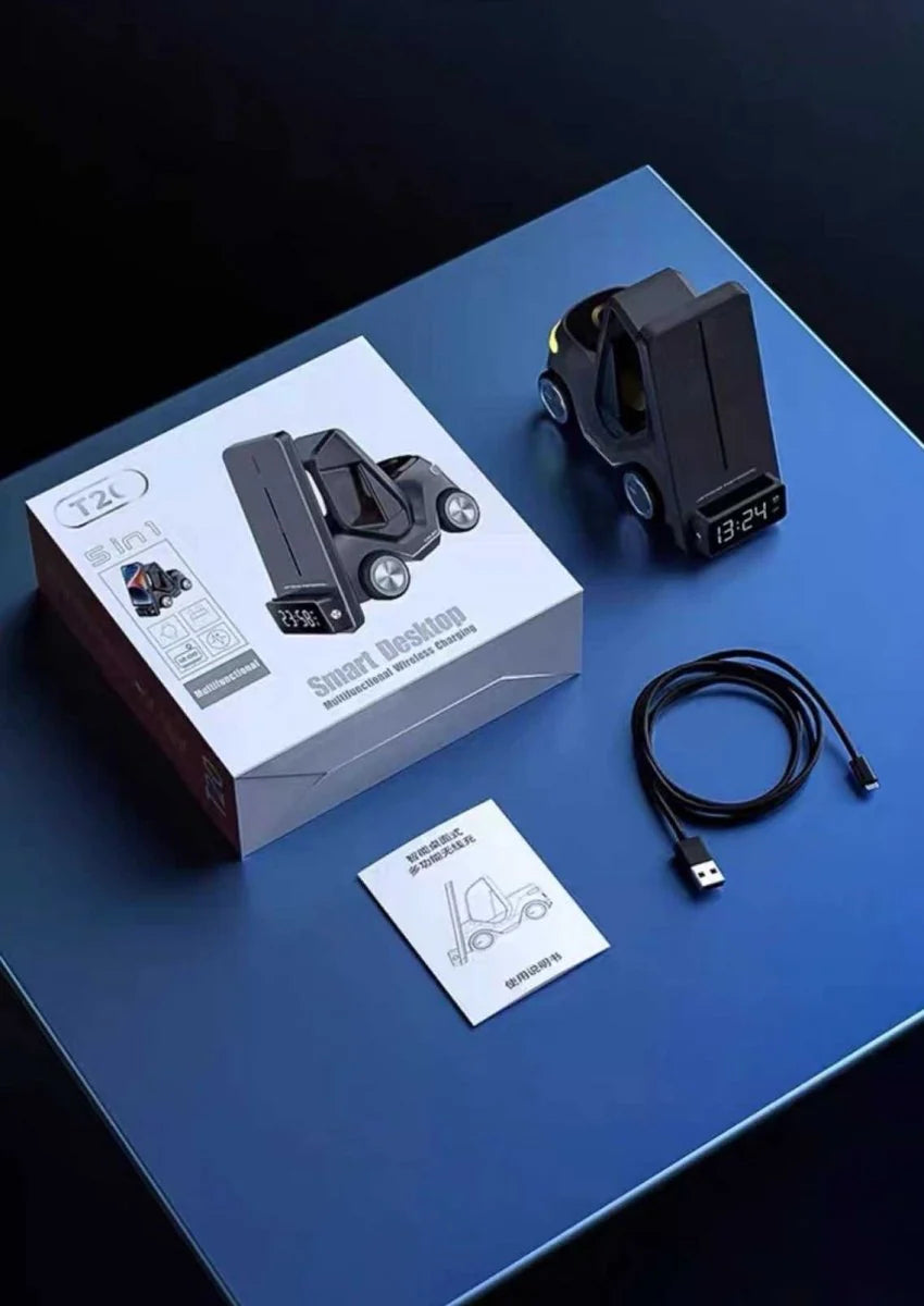 4 in 1 Forklift Fast Wireless Charging Station Dock for Iphone, Airpods & Apple Watch