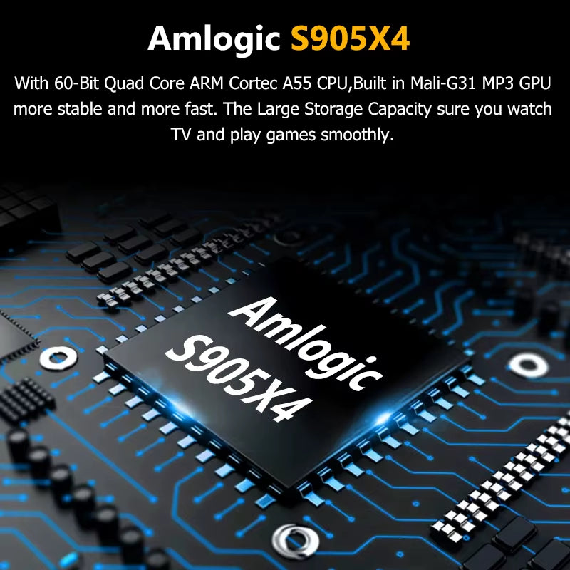 Android 11 Smart TV Box Amlogic S905X4 4K/8K HD Built-In Cooling Fan Media Player Set Top Box 2.4G/5G Wifi BT4.0 4G RAM 32G ROM